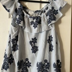 J. Jill Cotton Floral Ruffle Blouse
